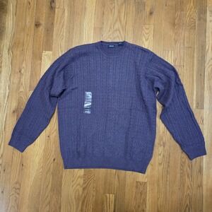 Izod Mens Tight‎ Knit Cable Pullover Casual Workwear Sweater Purple Size XL